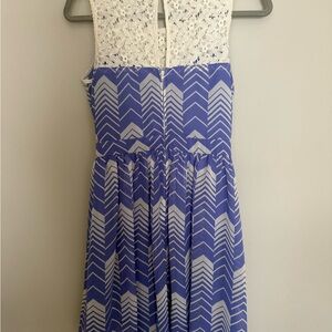 dELiA*s Girls Blue and White Crochet Bodice Chevron Dress